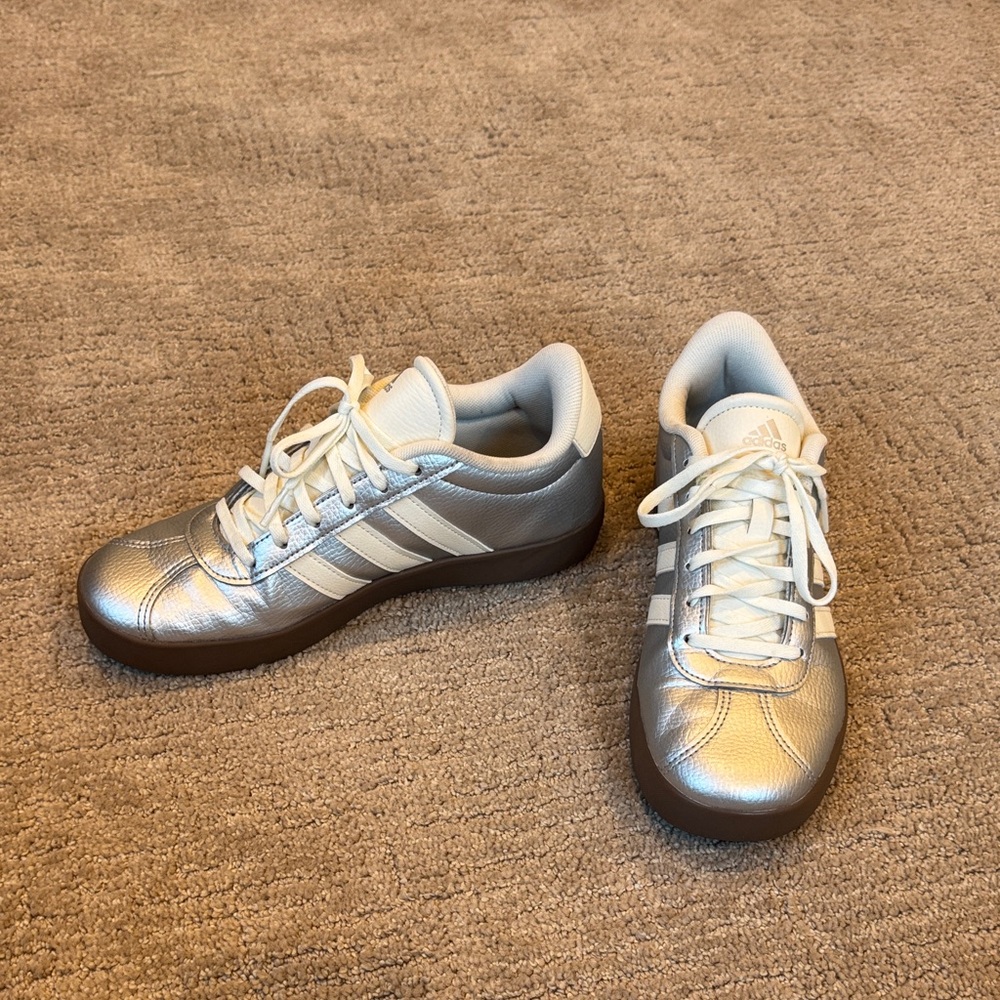 Adidas Metallic Silver Sambas Sneakers